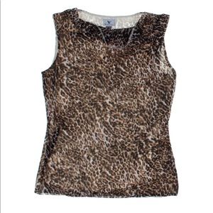 Worthington Cowl Neck Leopard Sleeveless Top